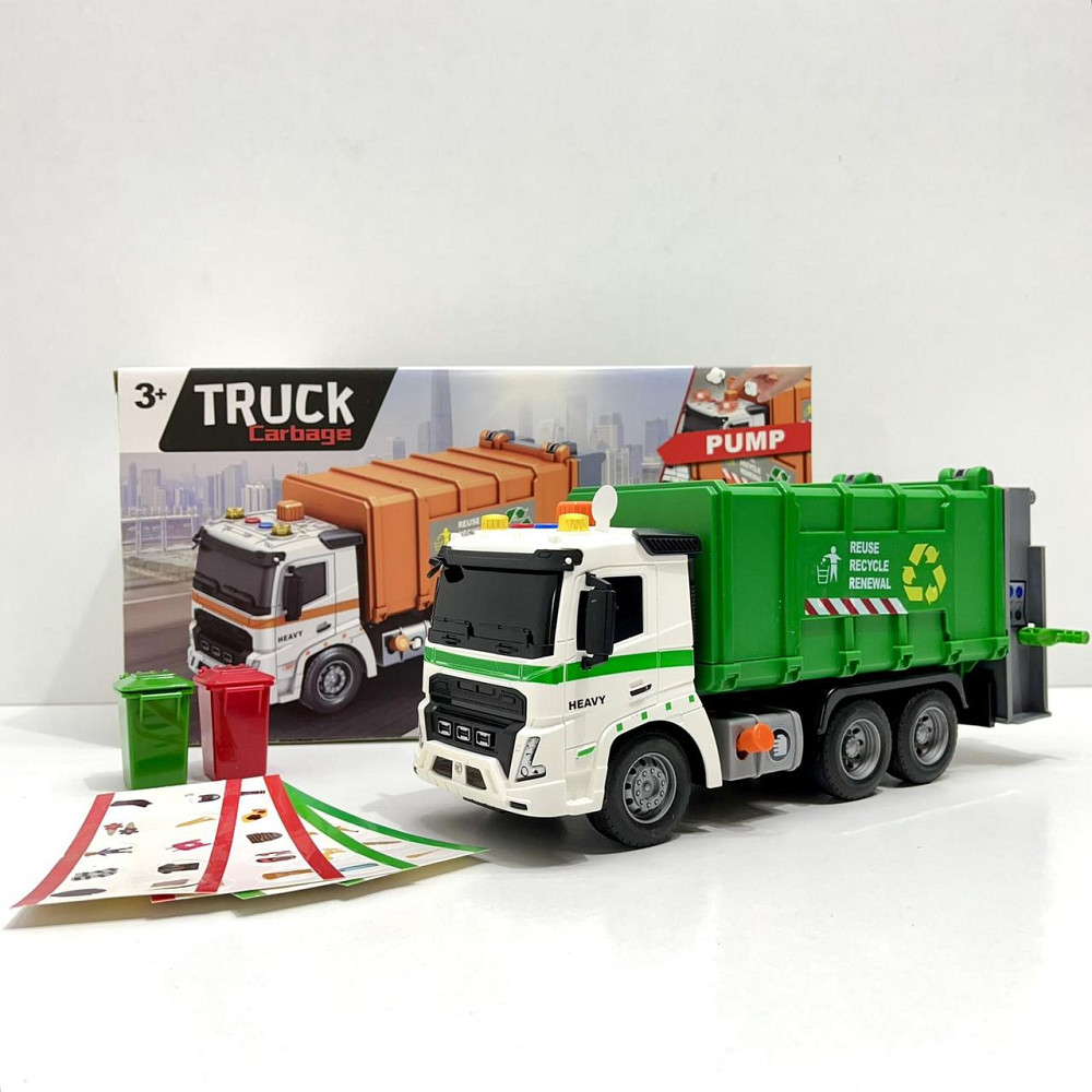 Сміттєвоз машинка інерційна звук підсвічування 1:16 Зелена (A1110-3-13) Чернігів - фото 5