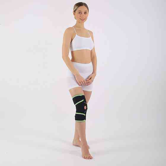 Бандаж на коліно неопреновий з шарнірами та відкритою чашкою STD2000 для підтримки колінної чашечки Кам'янець-Подільський