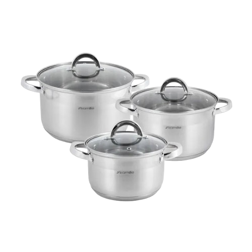 Набір каструль 6 предметів (каструлі 4,5/6,3/7,8л)  нержавіюча сталь 5630S KAMILLE Житомир - фото 1