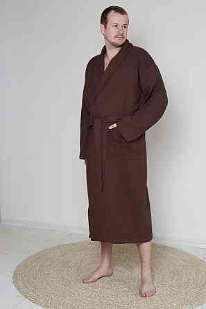 Мужской вафельный халат Ideal Textile длинный Коричневый (56860599) 3XL Черновцы