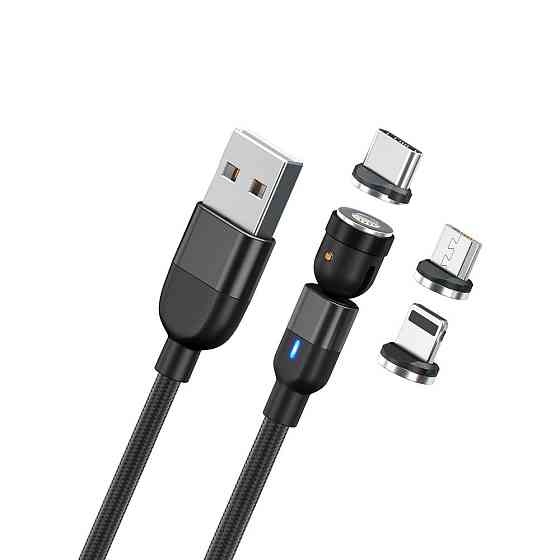 Магнітний зарядний кабель 3 в 1 Type C, micro USB, lightning 1м Луцьк