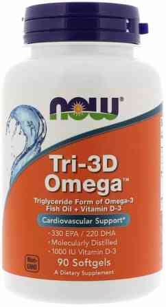 Омега-3 с витамином D3 NOW Foods Tri-3D Omega 90 капсул Киев