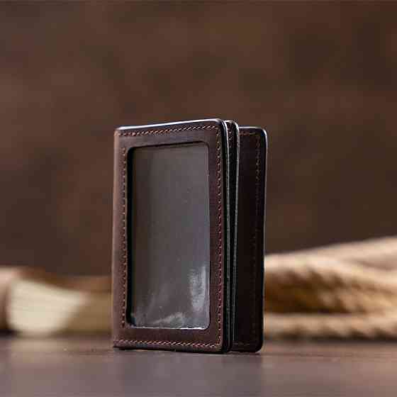 Візитниця з обкладинкою для ID-паспорта з натуральної шкіри Коричнева (GRANDE PELLE) Київ