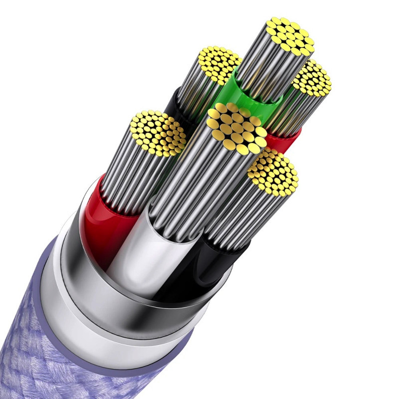 Кабель Baseus Flash Series Ⅱ One-for-three Fast Charging Data Cable USB to M+L+C 100W 1.2m Purple Київ - фото 6