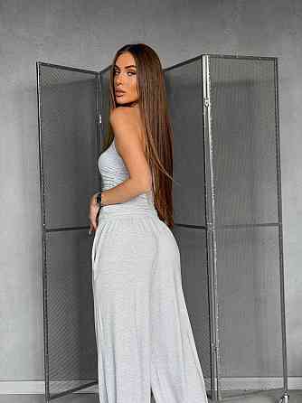 Жіночий стильний костюм-двійка: топ із відкритою спиною та штани турецький трикотаж віскоза Меланж, 42/44 Одеса