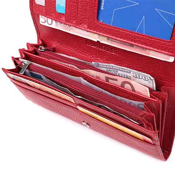 Яркий женский кошелек горизонтального формата из натуральной кожи ST Leather 22514 Красный Киев