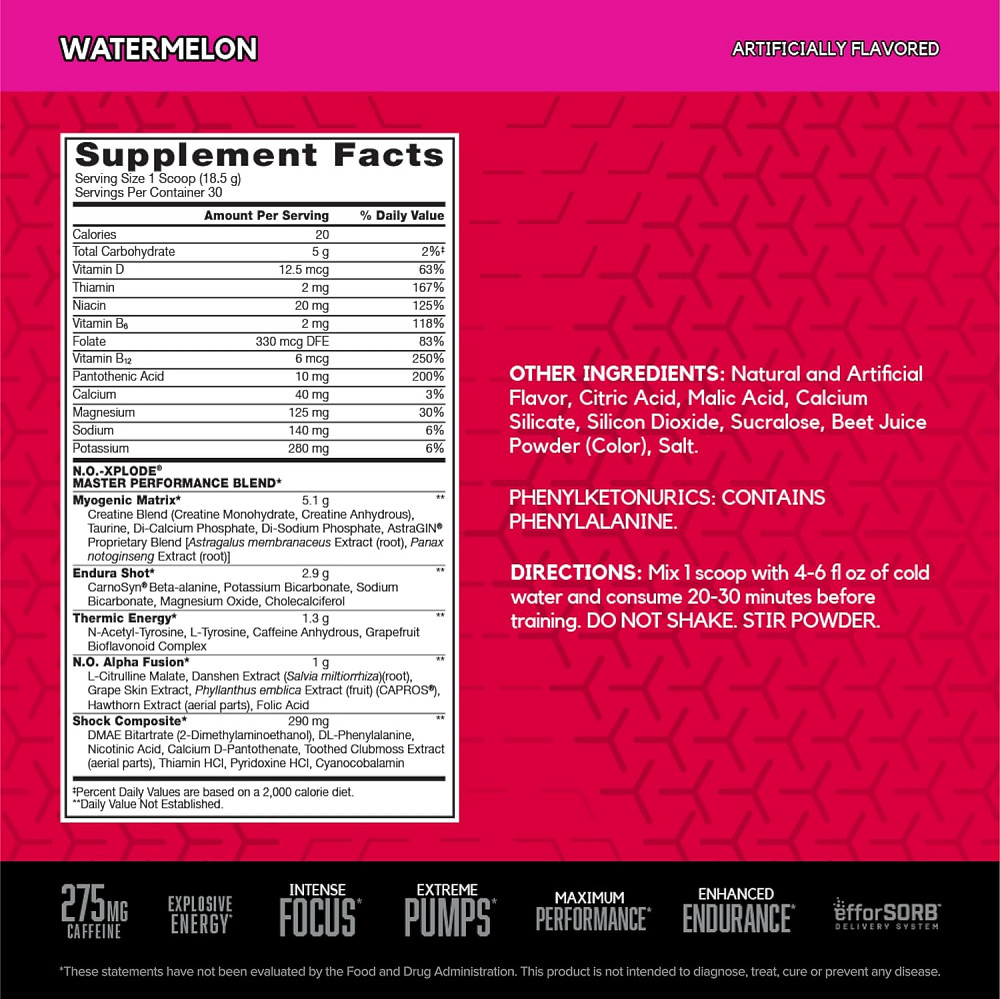 Передтренувальний комплекс BSN N.O. Xplode 3.3 552 g Луцьк - фото 2