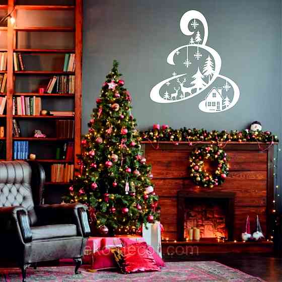 Декоративное настенное Панно «Новый год», Декор на стену 110*96 см., Белый Киев