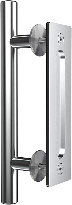 Дверна ручка для розсувних дверей 30 см подвійна двостороння врізна, нержавіюча сталь, срібляста з кріпленням Київ - фото 2