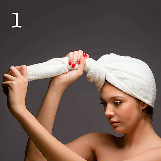 Полотенце для волос тюрбан махровый YouStar 75х26 см 100% Хлопок 400г/м2 (Голубой) Сумы - изображение 8