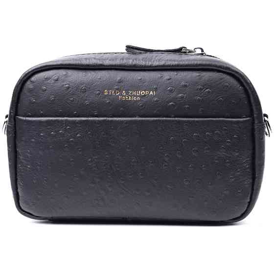 Фактурная сумка для женщин из натуральной кожи Vintage 22659 Черная Киев