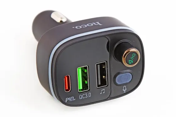 Додаток для радіохвилі в прикур. Bluetooth 5.0 Hoco E62 2USB QC 20Вт + Type-C + вольтметр Вінниця