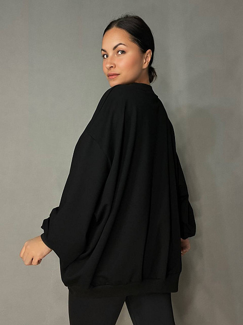 Світшот жіночий MY CITY 3044 широкий оверсайз супер вільного крою великі розміри, чорний, one size Одеса - фото 2