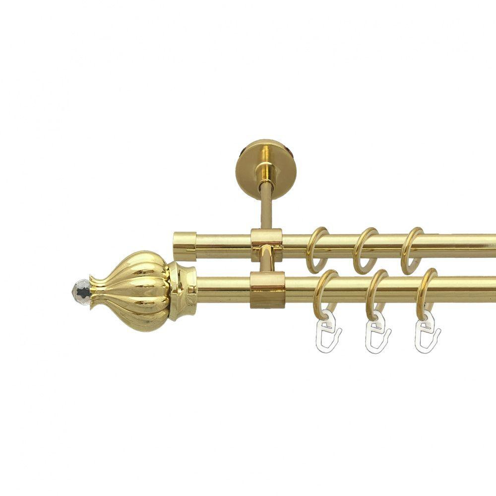 Карниз Orvit Таджа-Кристал металевий дворядний закритий гладка труба кільце металеве Золото 16\16 мм 300 см Львов - изображение 1