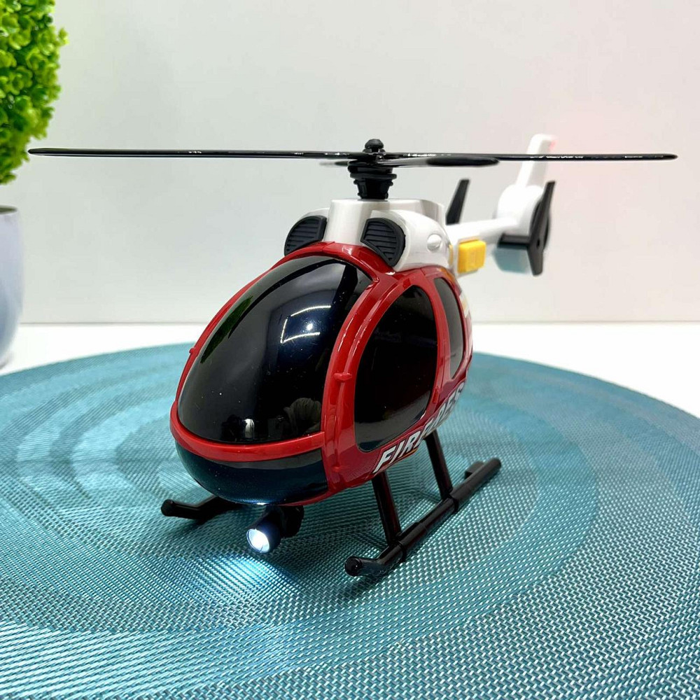 Трейлер Пожежна машина звуки підсвічування інерція гумові шини машинка вертоліт Червоний (666-66 F) Чернигов - изображение 2