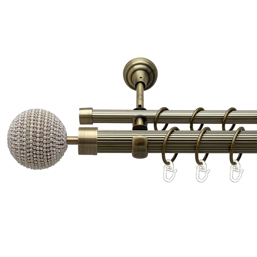 Карниз Orvit Карера металевий дворядний відкритий рифлена труба кільце металеве Антик 25\16 мм 160 см Львов - изображение 1