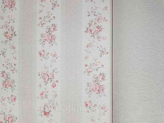 Шпалери вініл на флізеліні A.S.Creation Maison charme 0.53x10 прованс квіти троянди в смужку червоні бежеві білі Київ