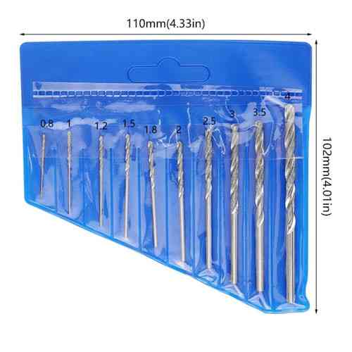 Набір алмазних свердел 10 шт 0.8-4 мм для ручного дриля по склу та металу свердла зі сталі з алмазним напиленням у чохлі Київ