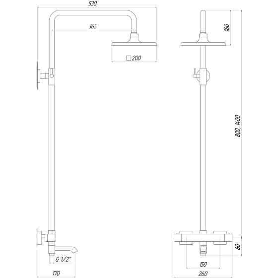 Душова система Globus Lux Termostatic Q GLM-0041T-BB Луцьк
