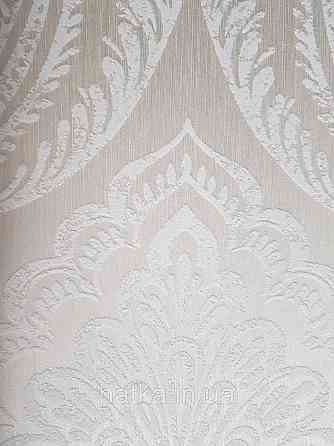 Шпалери текстильні еко 0.53х10.05 Rasch Textil Valentina класика вензелі дамаски бежево білі на молочному Київ