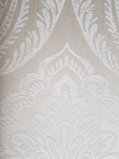 Шпалери текстильні еко 0.53х10.05 Rasch Textil Valentina класика вензелі дамаски бежево білі на молочному Київ - фото 3