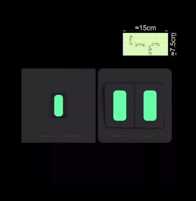 Набір люмінесцентних наклейок на вимикач салатовий Київ - фото 2