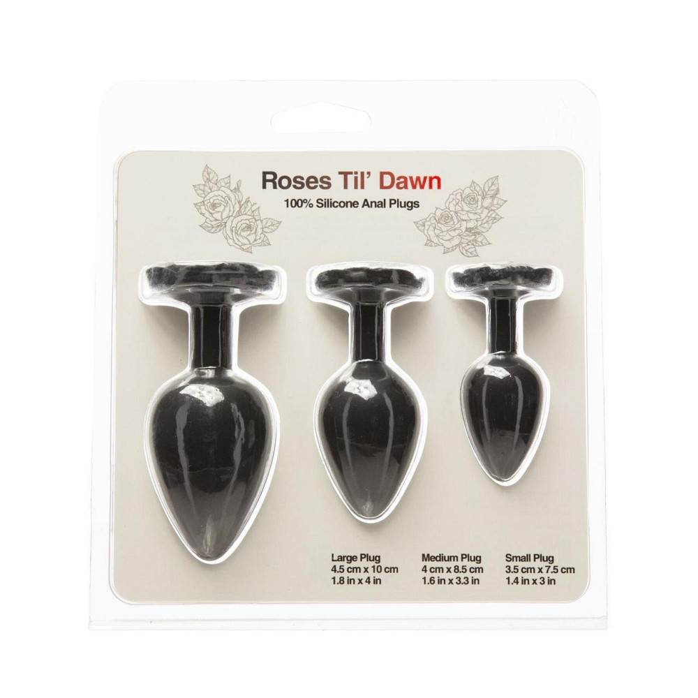 Набір силіконових анальних пробок BMS Roses Til’ Dawn Silicone Anal Plug Kit Starter Kit Black Sex Aura Київ - фото 6