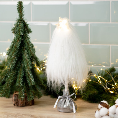 Новогодняя фигурка Novogod`ko Елка белая, меховая, 37см, LED (974631) Винница - изображение 2