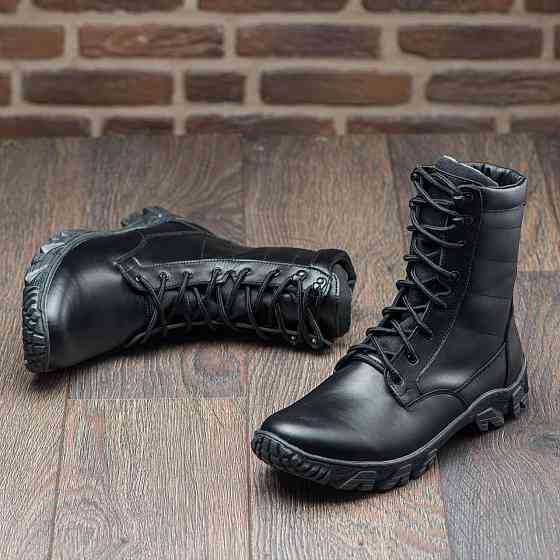 Тактичні берці чорного кольору, шкіряні, прошиті Харків