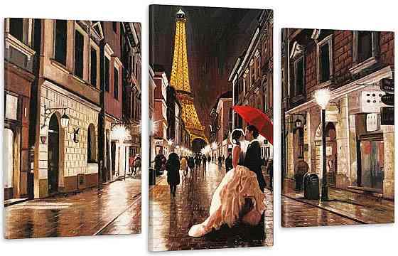 Модульна картина у вітальню/ спальню Поцілунок в Парижі Art-515_3 70x130 см Київ