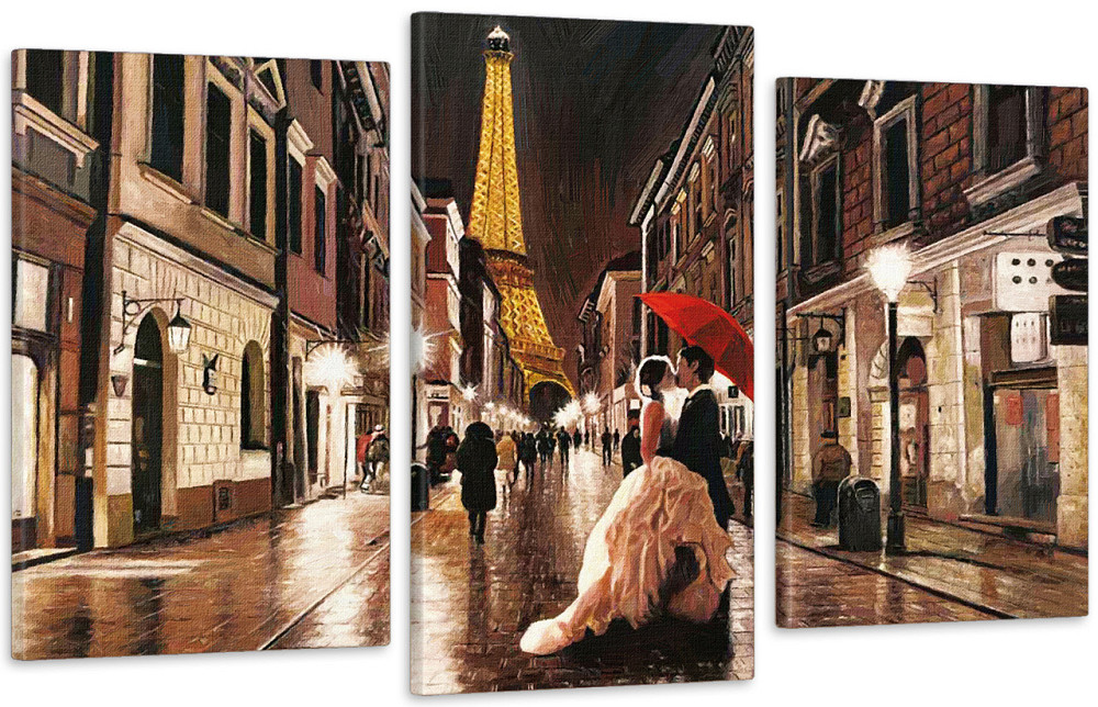 Модульна картина у вітальню/ спальню Поцілунок в Парижі Art-515_3 70x130 см Київ - фото 1