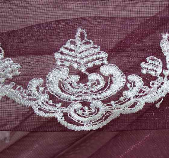 Кухонные шторки VR-Textil № 100к с подвязками белый с марсала 490х170 см (50-829) Киев