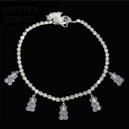 Ожерелье с мишками цвет молочный - длина 35см + 22см, (ругелируется), смола, цинковый сплав Киев - изображение 1