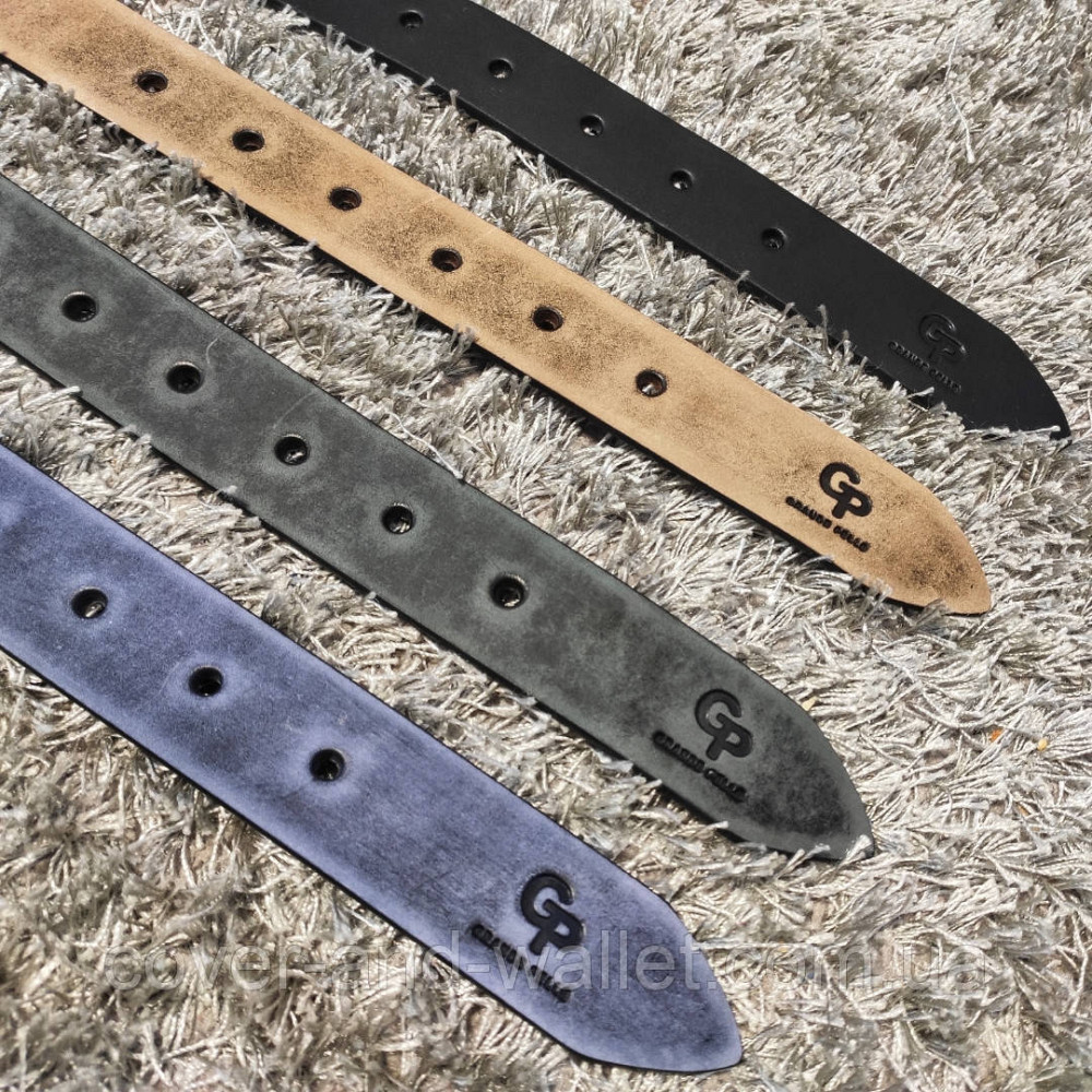 Мужской бежевый кожаный ремень ручной роботы Grande Pelle Labbro Киев - изображение 5