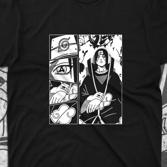 Футболка для подростка мальчика с принтом Наруто Ітачі Учіха Balck Edition Размер 160 Anime10303 Днепр