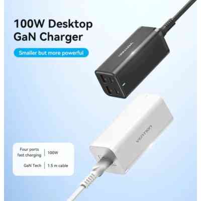 Зарядний пристрій Vention 4xUSB 100W (2xUSB-C+2xUSB-A) PD3.0/QC 3.0/GaN White (FBSWG-EU) Вінниця