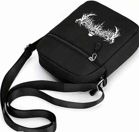 Стильна Чоловіча Чорна Сумка через Плече з с готическим принтом черепа Харків