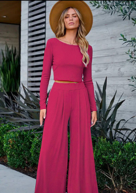 Женский костюм штаны с лонгсливом Малиновый 42/44 Харьков - изображение 1