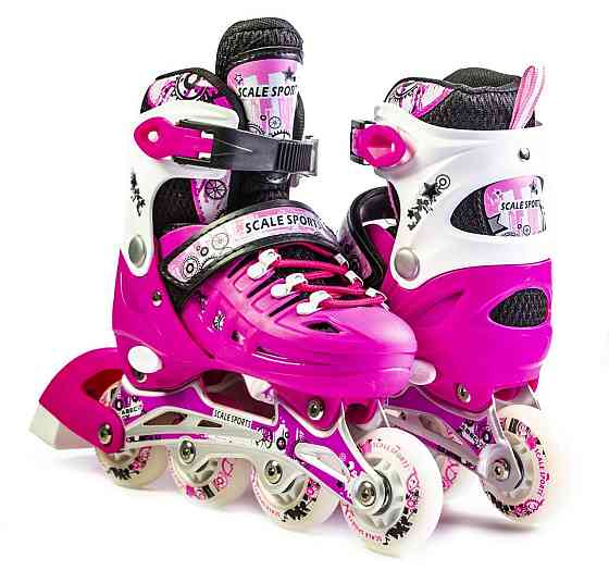 Дитячі ролики Scale Sports Pink із підсвічуванням переднього колеса. Колеса м'які. Розмір 29-33 Одеса