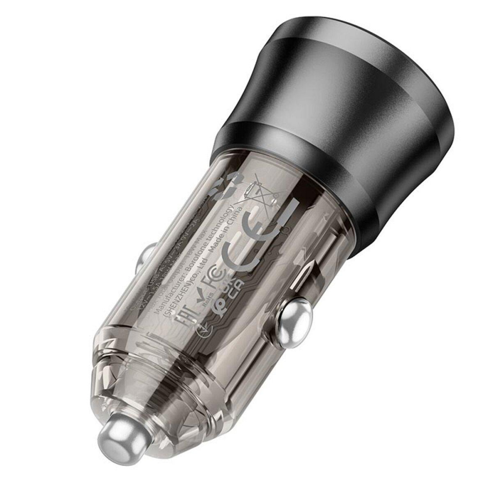 Автомобильное зарядное устройство BOROFONE BZ23 Noble single-port QC3.0 Transparent Black Одесса - изображение 6