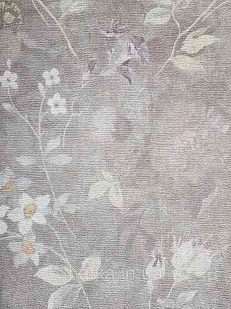 Шпалери вінілові на флізеліні AS creation Perfect 1.06Х10 квіти рожеві бузок жовті на сіро-коричневому Київ