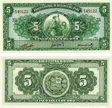 Перу 10 соль оре 1960г UNC P-76 Полтава