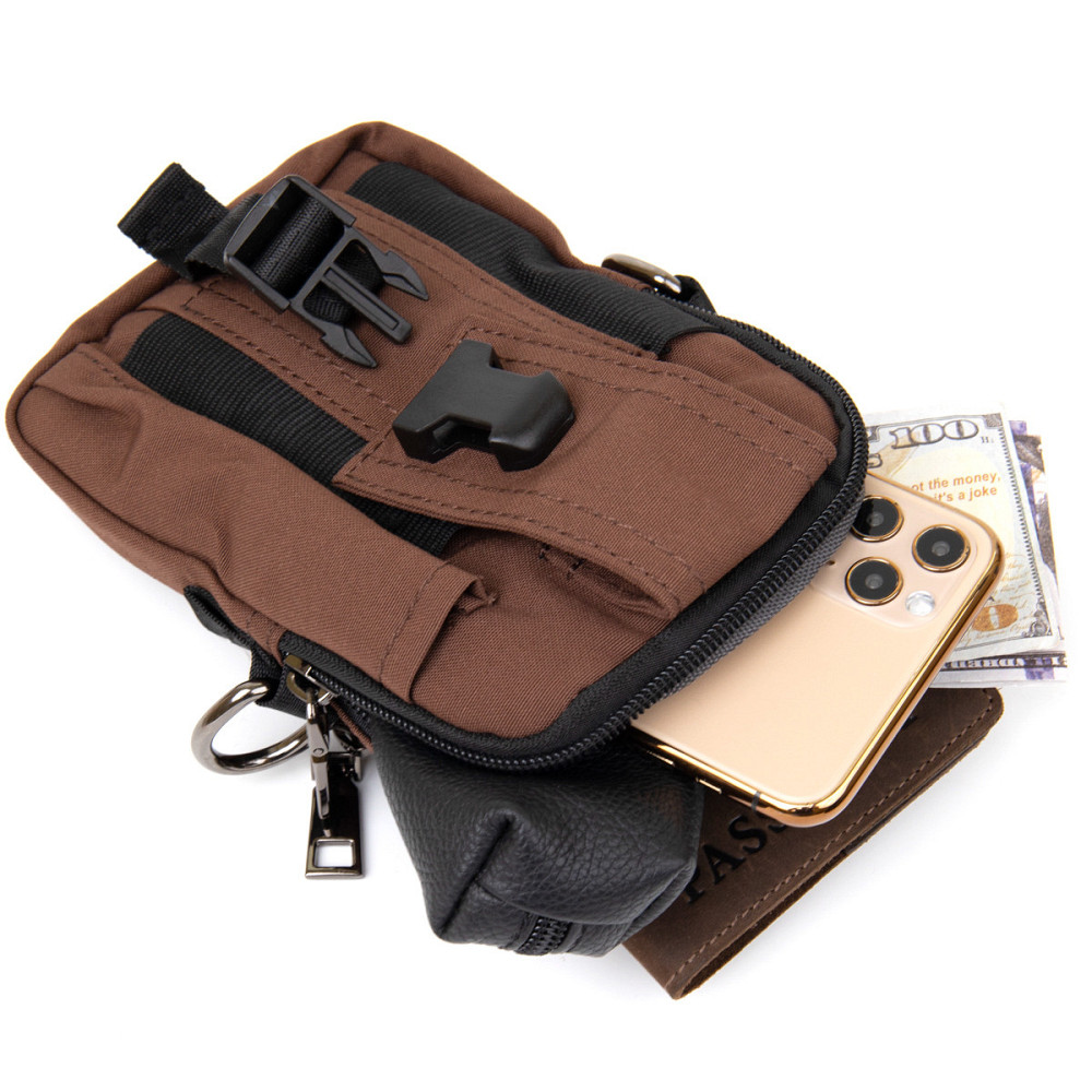 Сумка на пояс нейлон Vintage 20648 Коричнева Київ - фото 5