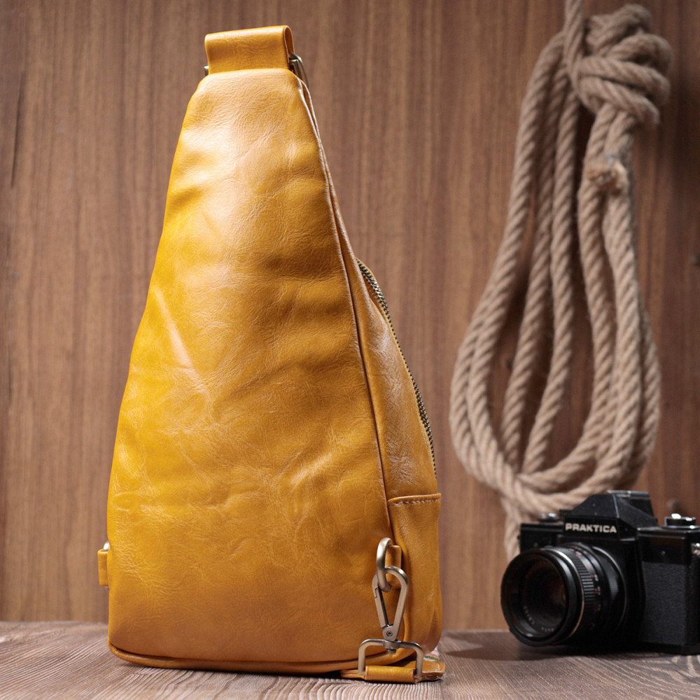 Яркая женская сумка из экокожи с акцентом на текстильную лямку Vintage 22775 Желтый Киев - изображение 10