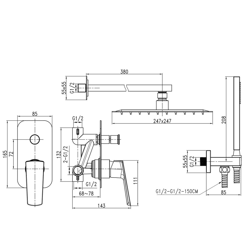 Душова система вбудована TOPAZ LEXI TLG 21205-H57-W Київ - фото 2