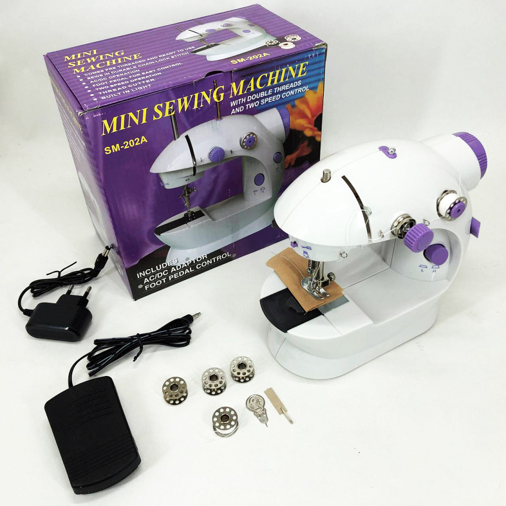 Міні швейна машинка з оверлоком, Машинка швейна побутова дитяча пластик ручне керування SY-24 Львів - фото 1