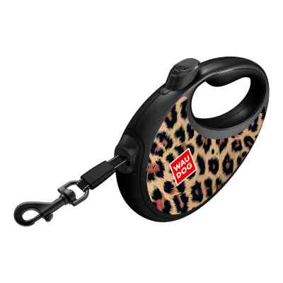 Повідець для собак WAUDOG R-leash з контейнером для пакетів "Леопард", світловідбивна стрічка, S (255-4066) Вінниця