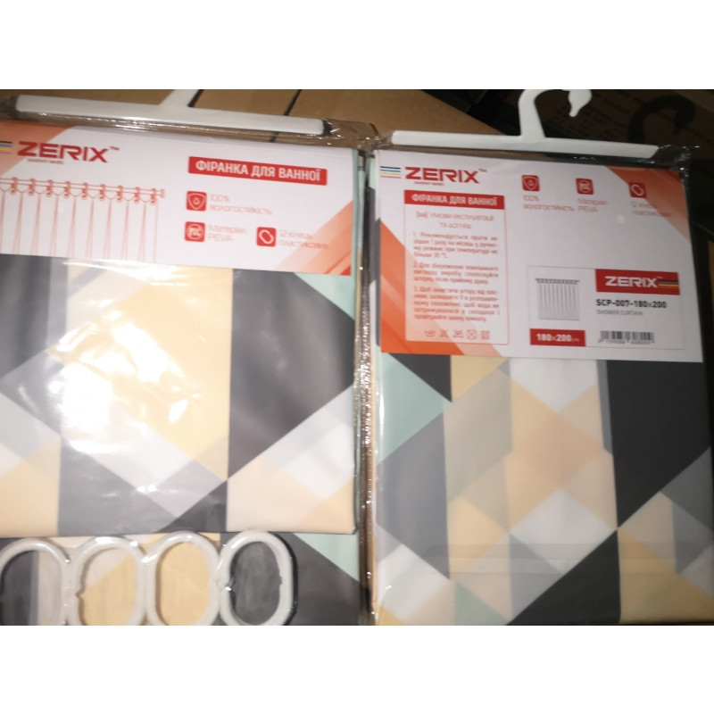 Шторка для ванной Zerix SCP-007-180x200 из PEVA (полиэтиленвинилацетата) длинная (Узор 