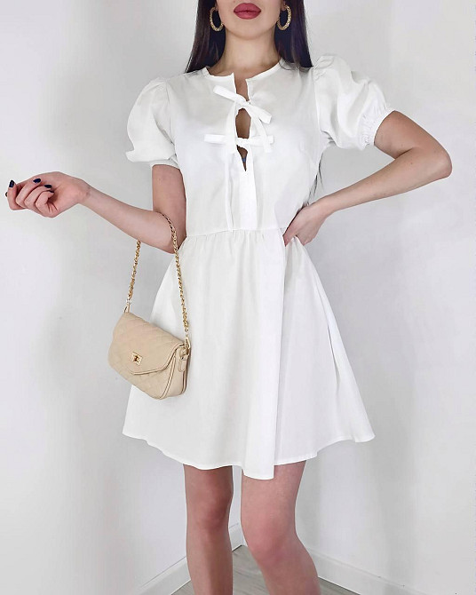 Женское романтичное мини платье-котон Белый, 46/48 Одесса - изображение 1