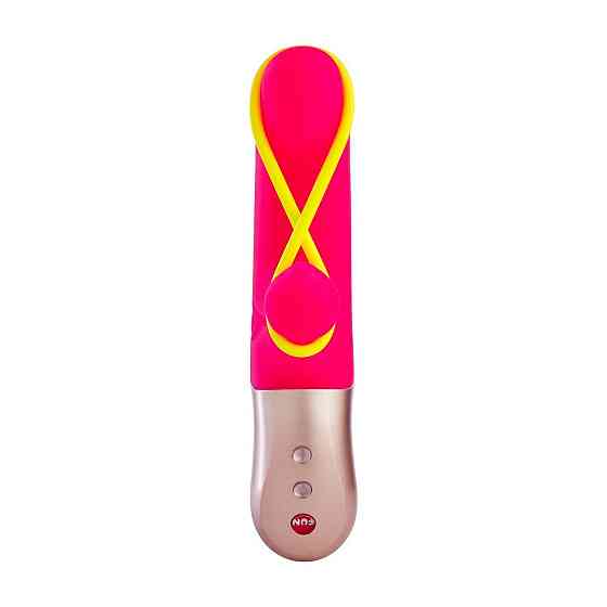 Мини вибратор-кролик со стимулирующей лентой Fun Factory AMORINO pink/neon yellow, лента съемная Sex Aura Киев